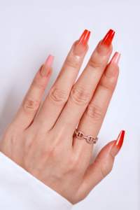 Uñas postizas iridiscentes brillantes con forma de almendra, nuevas, de fábrica OEM ODM, personalizadas, holográficas, rosas, a presión. - Product Image 5