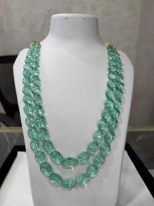 Perles de pierres précieuses synthétiques vert émeraude, forme ovale, certifiées par un tiers, BU GEMS AB54 - Product Image 5