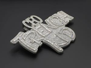 Colgante de Plata S925 Personalizado con Nombre, Joyería Fina con Moissanita Redonda VVS, Colgantes y Dijes Finos de Hip Hop para Fiestas - Product Image 5