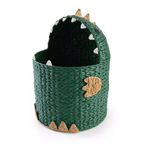 Sisu Handicraft Handmade Dinosaur Water Hyacinth <b>Basket</b> Animal Toy Storage Bin Natural Laundry <b>Hamper</b> <b>For</b> Nursery Playroom Kids - Product Image 1