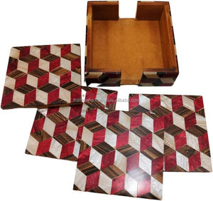 Handmade Wood <b>Coaster</b> <b>Sets</b> Unique Rustic Wood Multi Color 4 Pcs <b>Coaster</b> <b>Set</b> for Cup Glass Table Decoration - Product Image 3