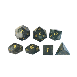 High quality stone dice Moss agate natural <b>crystal</b> reiki healing gemstones Engraved stone custom dice <b>set</b> Vikings <b>crystal</b> - Product Image 3