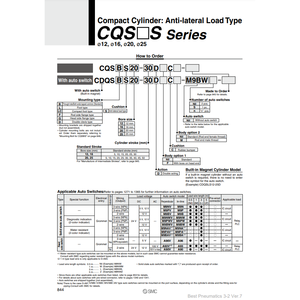 SMC Pneumatics Cylindre Compact CDQSBS25-50DC Pièces Pneumatiques De Haute Qualité - Product Image 2