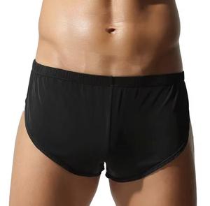 Shorts Capri Décontractés pour Hommes en Satin Tissé Couleur Unie avec Logo Avant, Cordon de Serrage, Taille Mi-Haute, Séchage Rapide et Respirants - Product Image 1