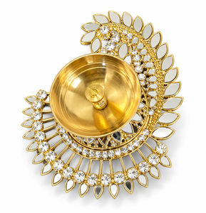 Diya en laiton avec décorations miroir – Élégante lampe décorative artisanale pour Diwali, Pooja, décoration intérieure et cadeaux festifs - Product Image 1