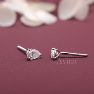 IGI Certified Lab Grown Diamond Pear Stud <b>Earrings</b> 14K White / Yellow & Rose Gold Pear Cut Solitaire Screw <b>Back</b> Diamond <b>Earrings</b> - Product Image 4