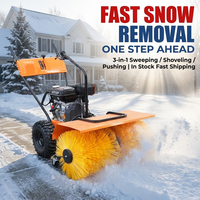 Balayeuse à neige autotractée 6,5 CV à essence, balai rotatif de 80 cm de large pour trottoirs, allées et routes