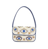 Nouveauté : Sacs à main de créateur pour femmes, pochettes brodées avec perles et design œil bleu, logo personnalisé, broderie tendance