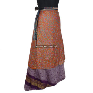 Falda Cruzada de Seda Vintage, Vestido Cruzado de Seda para Dormir, Falda Cruzada de Seda India para Verano, Fabricante Mayorista de Jaipur - Product Image 2