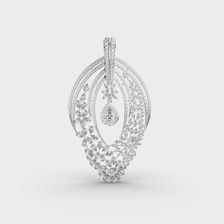 Collar con Diamantes Cultivados en Laboratorio en Forma de Pera y Marquesa de 9 Quilates |   Colgante Solitario de Oro Blanco de 14K - Product Image 3