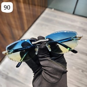 High Quality Custom <b>Blue</b> Yellow Shade Lens Square <b>Sunglasses</b> Hip Hop Pass Diamond Moissanite Tester Wholesale Price Gift Option - Product Image 1