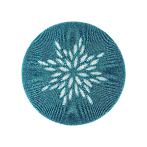 Set de table perlé bleu et blanc |   Sets de table ronds en perles de verre faites à la main, motif floral, pour dîner, mariage, fête, cuisine, décoration de la maison, vaisselle - Product Image 3