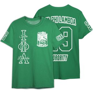 Camiseta Iota Phi Lambda Verde Esmeralda con Cuello Redondo, Diseño Personalizado del Capítulo, Unisex, Corte Griego, Ligera, Informal - Product Image 4