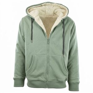 Sweat à capuche zippé pour homme, doublure Sherpa, fermeture éclair intégrale, polaire chaude, cordon de serrage, veste d'hiver respirante avec fourrure - Product Image 5