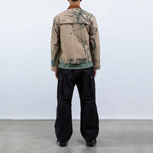 Veste à imprimé graphique personnalisé avec col en velours côtelé, multi-poches, streetwear décontracté, vêtement d'extérieur unisexe, confort optimal - Product Image 6