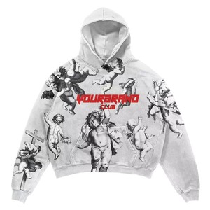 OEM High Quality Wholesale Custom Logo Digital Printing Bulk Oversized Fleece 100% Cotton Vintage Washed Winter Unisex Hooded - Product Image 6