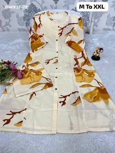 Conjunto de Kurti y Pantalón de Algodón de Primera Calidad con Estampado para Uso Casual, Tendencia en Moda, Compra en Línea en India - Product Image 4
