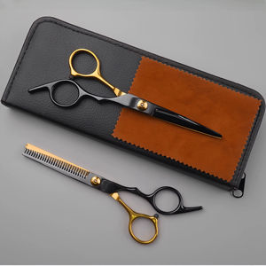 Professional Beauty Ceramic Handled <b>Left</b>-<b>Handed</b> Barber Haircut <b>Scissor</b> Set Stainless Steel 32 Teeth Thinning Cutting Durable - Product Image 1