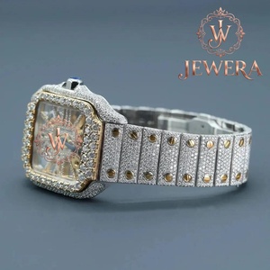 Stainless Steel Silver Luxury Analog Glass <b>Watch</b> Mossinate Diamonds High Quality <b>Mechanical</b> Movement <b>for</b> Modern Elegant <b>Men</b> - Product Image 6