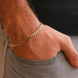 Bracelet Classique 5mm 7mm 9mm Chaîne Maille Cubaine Miami Épaisse en Acier Inoxydable 316 Plaqué Or 18 carats pour <span class=keywords><strong>Homme</strong></span>, Bracelet Chaîne Curb - Product Image 4