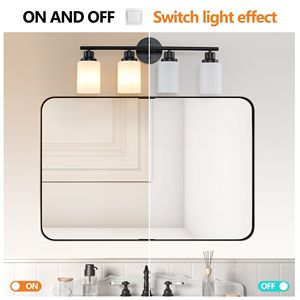 Aplique de pared moderno de 4 luces para baño, vidrio blanco esmerilado con marco de hierro negro para dormitorio, vestidor, Bombilla no incluida - Product Image 6