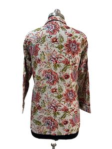 เสื้อยาวผ้าฝ้ายพิมพ์ลายดอกไม้, เสื้อเชิ๊ตแขนยาวมีกระดุมลายดอกไม้ - Product Image 5