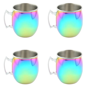 Meilleures ventes : Ensemble de 4 tasses en acier inoxydable de style moderne avec poignées flexibles, forme ronde, couleur personnalisable - Product Image 1