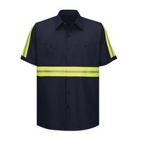 Combinaison de travail respirante à manches courtes pour hommes, couleurs personnalisées, haute visibilité, bandes réfléchissantes, polyester, uniforme de sécurité pour la construction