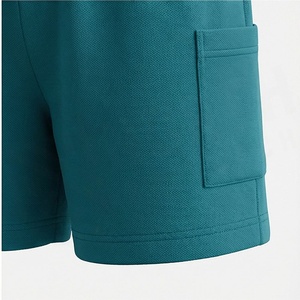 Ensemble de shorts en tricot 2 pièces pour femmes, couleur unie, col rond, manches courtes, coupe ample, au-dessus du genou, respirant, vêtements décontractés - Product Image 6