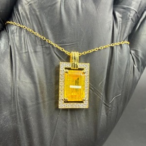 Colgante de Topacio en Plata 925 con Moissanita y Halo de Diamantes, Corte Esmeralda, Estilo Hiphop, Unisex, Regalo, Joyería de Aleación - Product Image 6