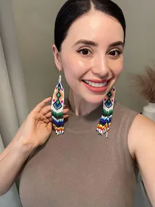 ต่างหูลูกปัดแบบขายส่ง ต่างหูพู่ประดับลูกปัด Miyuki: เครื่องประดับโบโฮเม็กซิกันทำมือสำหรับผู้หญิงสำหรับงานปาร์ตี้ วันเกิด งานแต่งงาน - Product Image 4