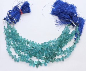 AAA Natural Sky <b>Blue</b> Apatite Smooth Tear Shape Briolette Smooth Light <b>Blue</b> Apatite <b>Beads</b> 5x7-6x8MM Sky Apatite Teardrop <b>Beads</b> - Product Image 5