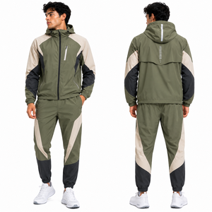 Custom <b>Reflective</b> Windbreaker Tracksuit Men Waterproof Hooded <b>Running</b> <b>Jacket</b> Jogger Set OEM ODM Wholesale Sportswear Manufacture - Product Image 3