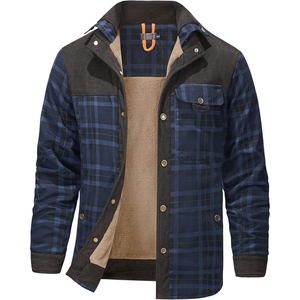 <b>Mens</b> Workwear <b>Flannel</b> Shirt <b>Jacket</b> with Hoodie Durable Heavyweight Plaid <b>Flannel</b> Shirts Bulk Wholesale Direct Rate - Product Image 2