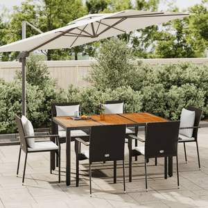 Ensemble de salle à manger de jardin modulaire en rotin PE noir 7 pièces - Product Image 1