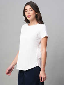 Crop top ample et décontracté pour femmes |   Mélange de soie et de coton de luxe |   T-shirt à coupe décontractée et toucher doux - Product Image 2
