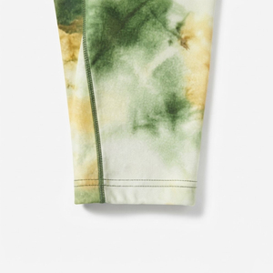 Men's <b>Tie</b>-Dye Long Sleeve O-Neck <b>Knitted</b> Casual T-Shirt Regular Fit Green Yellow Pattern - Product Image 5