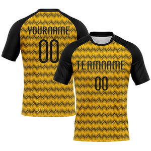 Maillot de volley-ball personnalisé en gros, forme géométrique or et noir, sublimation, respirant, séchage rapide, effet délavé, protection UV - Product Image 1