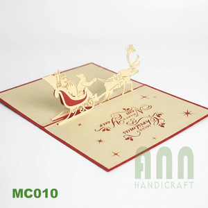 Cartes de vœux personnalisées en 3D avec impression de Père Noël, estampage à chaud doré, finition vernissage UV, papier 'Merci', souvenir de Noël - Product Image 6