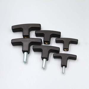 Poignée moderne en forme de T de qualité supérieure, bouton noir en nylon, outil à aile ronde en plastique pour commode, armoire, tiroir, meuble - Product Image 1