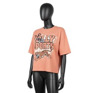 เสื้อครอปท็อปผู้หญิง ผ้าคอตตอนเจอร์ซีย์พรีเมียม GSM สีพีช พิมพ์ลายสกรีนโลโก้ตามสั่ง ระบายอากาศได้ดี เสื้อครอปท็อปผู้หญิง - Product Image 4