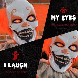 Clown Animatronico Biondo a Grandezza Naturale da 1,8 m con Suoni e Occhi Luminosi Attivati dal Movimento, Decorazione Esterna per Halloween - Product Image 5