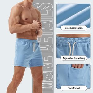 Mens Casual Summer Cargo Shorts Solid Color Elastic Waist Lounge Workout Jogger Pocket Short Pants Lightweight Streetwear Shorts - Product Image 3