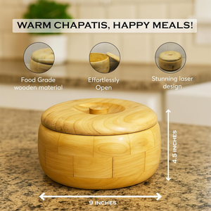 Caja Redonda de Madera Tallada para Cazuelas con Tapa, Caja de Madera Sólida para Roti, Chapati, Dabba, Recipiente para Comida Caliente para Cocina y Comedor - Product Image 4