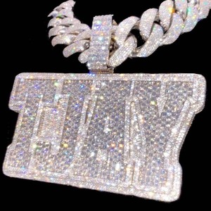 Colgante Personalizado con Letra 'TJAY', Moissanita Real VVS, Colgante Hip Hop Personalizado, Colgante Iced Out, Colgante Charm, Plata 925 - Product Image 5