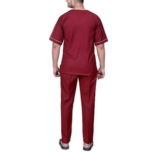 Ensemble de blouses médicales pour hommes, gris, manches courtes, haut et pantalon, pour usage hospitalier, avec stéthoscope - Product Image 2