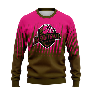 <b>Mens</b> <b>Pink</b> Olive Gradient Basketball Crew Neck <b>Sweatshirt</b> Custom Logo Graphic Pullover Long Sleeve Team Training Bulk Winter Tops - Product Image 1