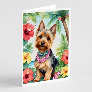 Silky Terrier Luau Cartes de voeux fantaisistes A7 Lot de 8 cartes vierges avec enveloppes Taille 5x7 - Product Image 1