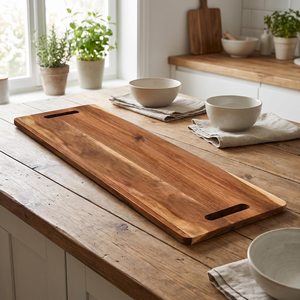 Planche de service en bois extra longue |   Plateau de charcuterie rustique avec poignée - Product Image 5