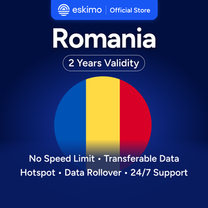 Tarjeta SIM electrónica Eskimo Romania de 3 GB, datos de alta velocidad 4G/5G, no se requiere SIM física, válida por 2 años, transferencia de datos ilimitada. - Product Image 1